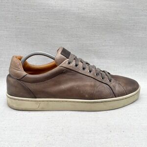 Magnanni Mens 10M Elonso Lo Sneaker Shoes Gray Leather Distressed Casual Lace Up